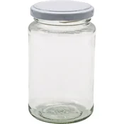 Kozarec za vlaganje Gastro 370 ml, bel navojni pokrovček, set 6 kos