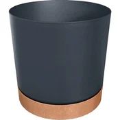 Prosperplast Okrogel cvetlični lonček s krožnikom, antraciten, Tubo, 12,8 cm