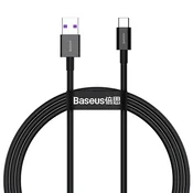 Baseus Superior USB Type-A na USB Type-C, 66W kabel za brzo punjenje i prijenos podataka, 1 m, crni