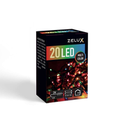 Novoletne lučke na baterije 20 LED 2m večbarvne prozoren kabel 2x AA