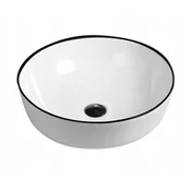 Okrogel pultni umivalnik LORYSA 415 x 415 x 135 mm bel s črnim poudarkom