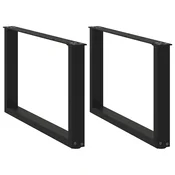 Noge za klub stolic U-oblik 2 kom Crne 60 x (42-43) cm Celik