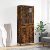Greatstore Visoka komoda dimljen hrast 69,5x34x180 cm inženirski les