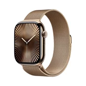 Apple Watch Series 10: GPS + Cellular, 46 mm, ohišje iz titana v zlati barvi, pašček Milanese Loop v zlati barvi - S/M