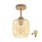 BRILAGI - LED nadometni lestenec R GLASS 1xE27/60W/230V premer 14 cm bež/dimno bež