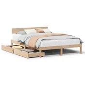 Vidaxl Posteljni okvir brez vzmetnice 120x190 cm trdna borovina