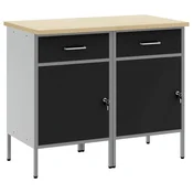 Vidaxl Delovna omara s predalom 2 szt. Črna in siva 100 x 55 x 85 cm