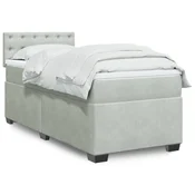 Box spring postelja z vzmetnico svetlo siv 90x190 cm žamet