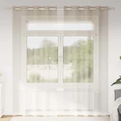 Voile zavjesa sa zavjesama 2 pcs Pijesak 245 x 140 cm Poliester