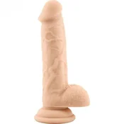 Silikonski dildo Real Safe Rod velik 18,5 cm meso