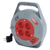 Kolutni podaljšek 10 m/4 vtičnice/črni/PVC/230 V/1 mm2