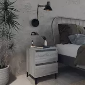 Vidaxl vidaXL Nočne omarice, kovinske noge, komplet 2 kosov, siva sonoma hrastova barva