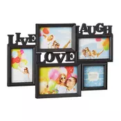 Northix Okvir za kolaž Live Love Laugh, 3D učinek, prilagodljiv za različne velikosti fotografij