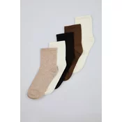 Trendyol Brown Multicolor 5 Pack Cotton Knitted Socks