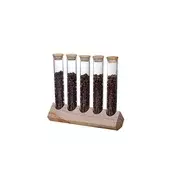Ecocoffee set preizkusnih cevk za kavo 5 kos - leseno stojalo
