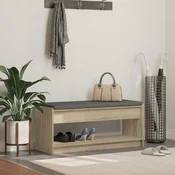 vidaXL Haldna klop z blazino s polico Sonoma hrast 100 x 38 x 46 cm