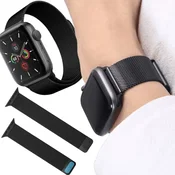shumee PASEK ZA APPLE WATCH 3/4/5/6/7/8/9/SE 38/40 MM ZAPESTNICA IZ JEKLA, ČRNEGA OBLIKA