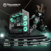 PPC Samurai Premium GamingPC (Ryzen 7 7800X3D, Liquid, 32GB DDR5, 1TB NVMe, RTX 5060Ti 16GB, BT, WiFi) Win11P
