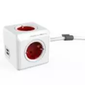 Allocacoc PowerCube Ext.USB 4xSchuco+2USB-5V/2.1A,1.5m, crvena, 1402RD/DEEUPC