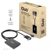 club3D club3D CAC-1720 HDMI/USB/VGA adapter [2x moški konektor VGA, moški konektor USB - 1x ženski konektor HDMI] črna z USB-jem, lahko se privije, pozlačeni, (20428594)