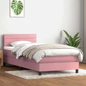 vidaXL vidaXL Box spring postelja z vzmetnico roza 80x220 cm žamet, (21792823)