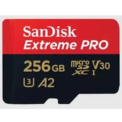 SanDisk Extreme PRO microSDXC 256 GB + SD adapter 200 MB/s in 140 MB/s A2 C10 V30 UHS-I U3