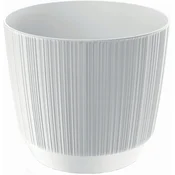 Prosperplast Plastični okrogli cvetlični lonček z utorjenim pokrovom, bel, 16,8 cm, Ryfo