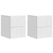 vidaXL Stenski nočni omarici s predalom 2 pcs Bela 33 x 34,5 x 40 cm