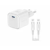 SWISSTEN Swissten GaN 1x USB-C PD 20W polnilec + USB-C na USB-C kabel 1,2m, bel