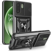 Oklepni ovitek MaX-Armor z obročem, kovinsko ploščico in zaščito zadnjih kamer za OnePlus 15R - black