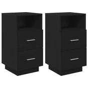 Vidaxl Nočne omarice z 2 predaloma 2 kosa črna 36x36x68 cm