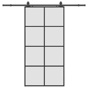 Vidaxl Drsna vrata s kompletom strojne opreme črna 102,5x205 cm ESG steklo
