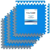 THUNDER Zaščitne fitness podloge THUNDER PZ-03 – 60 x 60 cm, 6-delni set, modro-sive puzzle podloge, (5000115962)