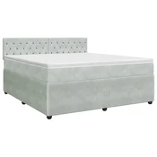 vidaXL Postelja boxspring z vzmetnico Svetlo siva 140 x 200 cm Žamet