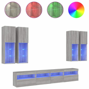 7-dijelni set zidnih TV ormarica LED boja hrasta sonome