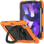 Nikcorp Vzdržljiv ovitek za iPad Pro 11 (3/2/1) s 360° vrtljivim stojalom, držalom za pisalo in ročajem, oranžen