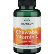 Swanson - Žvečljive tablete z vitaminom C, naravni okus češnje - 60 tablet