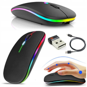 WIFI brezžična akumulatorska optična miška 1200 DPI LED RGB črna