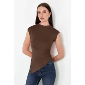 TRENDYOLMILLA Ženska bluza Twoss24Bz00534, Smeda