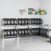 Stalci za gume s 2 razine 4 kom srebrni 110x40x110 cm celicni