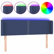 Vidaxl LED posteljno vzglavje modro 147x16x78/88 cm blago