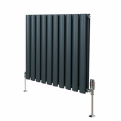 MONSTER Ovalni stebrični radiator in ventili - 600 mm x 600 mm - antracitno siva, (21569828)