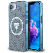 Ovitek Guess IML Metal Glitter 4G Circle Triangle MagSafe za iPhone 16e/17e - blue