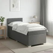 Postelja boxspring z vzmetnico Temno siva 100 x 200 cm Blago