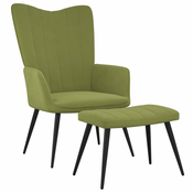 Stolica za opuštanje s osloncem za noge svjetlozelena baršun