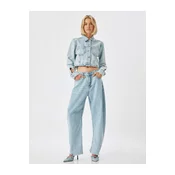 Koton High Waist Cut Leg Buttoned Jeans - Balloon Fit Jeans