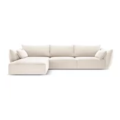 Bež baršunasti kutna garnitura (s lijevim kutom/s ležaljkom) Vanda – Mazzini Sofas