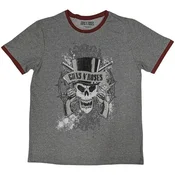 Guns N Roses Faded Skull (Ringer) Grey L Majica