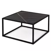 Northix Pravokotna klubska mizica videz marmorja 70 x 70 x 40 cm