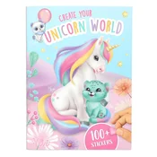 Samolepkový sešit Create Your Unicorn World Ylvi, 35x vystouplá samolepka, 36x třpytivá samolepka, 30x se stříbrným efektem